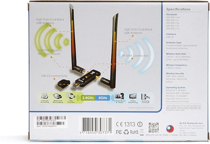 ALFA Network AWUS036ACM Long-Range Wide-Coverage Dual-Band AC1200 USB Wireless - Image 4