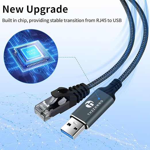 USB to Ethernet Cable 10FT, USB 3.0 A to RJ45 Male Cable Directly Connected - Image 2
