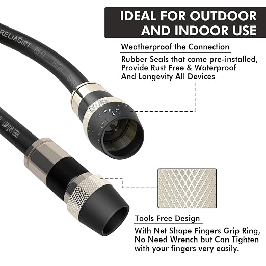 100ft RG6 Coaxial Cable, 75 Ohm TV Coax Cable - Image 5
