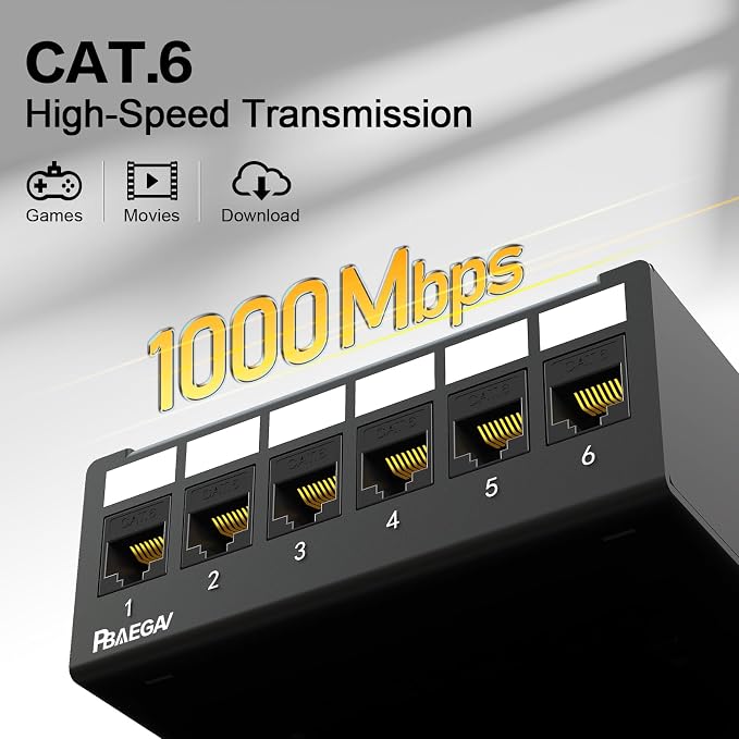 Patch Panel 6 Port with 6pcs Cat6 Keystone Jack【EC Listed】 Shielded No Rust and - Image 5