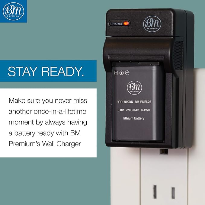 BM Premium 2 Pack of EN-EL23 Batteries and Battery Charger - Image 5