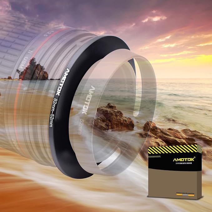 82mm Lens to 52mm Camera Lens Adapter, 82mm to 52mm Filter Step-Down Ring by AMOTOK