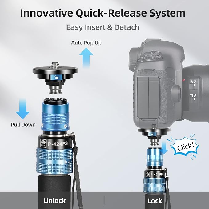 SIRUI P-424FS Carbon Fiber Monopod, 360° Panorama, Modular 3 in 1, Quick - Image 2