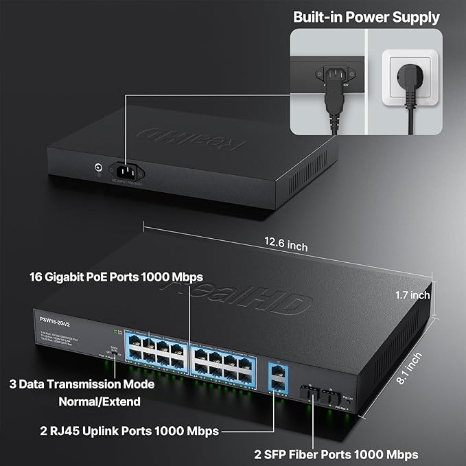 16 Port Full Gigabit PoE Switch - Image 2