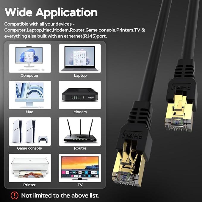 Ethernet Cable 75ft, Cat7 3Ft 15Ft 25Ft 50Ft 100Ft 125Ft 150Ft 175Ft 200Ft - Image 7