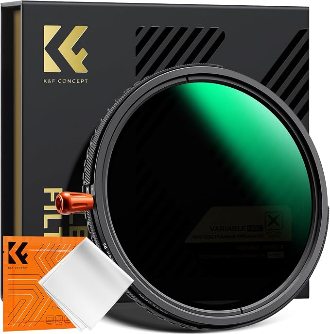 K&F CONCEPT 58mm Black Diffusion Mist Effect 1/4 & Variable ND2-32 & Circular by KFCONCEPT