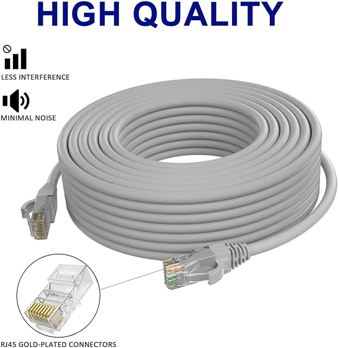 Adoreen Cat 6 Ethernet Cable 250 Ft-Gray, Outdoor & Indoor Snagless Long Round - Image 3