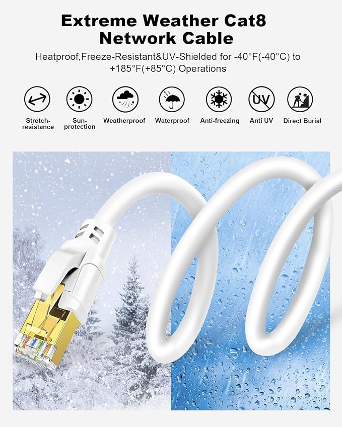 Yauhody CAT 8 Ethernet Cable, 1.5ft Ultra High Speed 40Gbps 2000MHz SFTP CAT8 - Image 5
