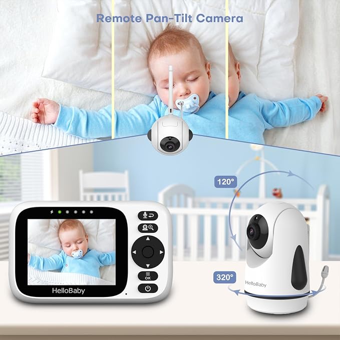HelloBaby 3.2'' Baby Monitor 2 Cameras, Video Audio Baby Monitor No WiFi - Image 5