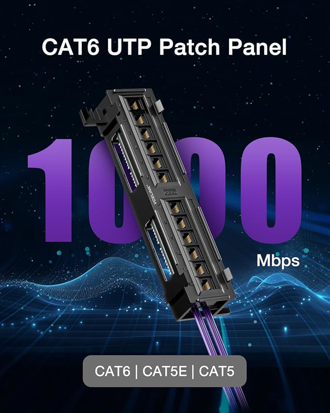 VCELINK 12-Port Cat6 Patch Panel 1000 Mbps - Image 2
