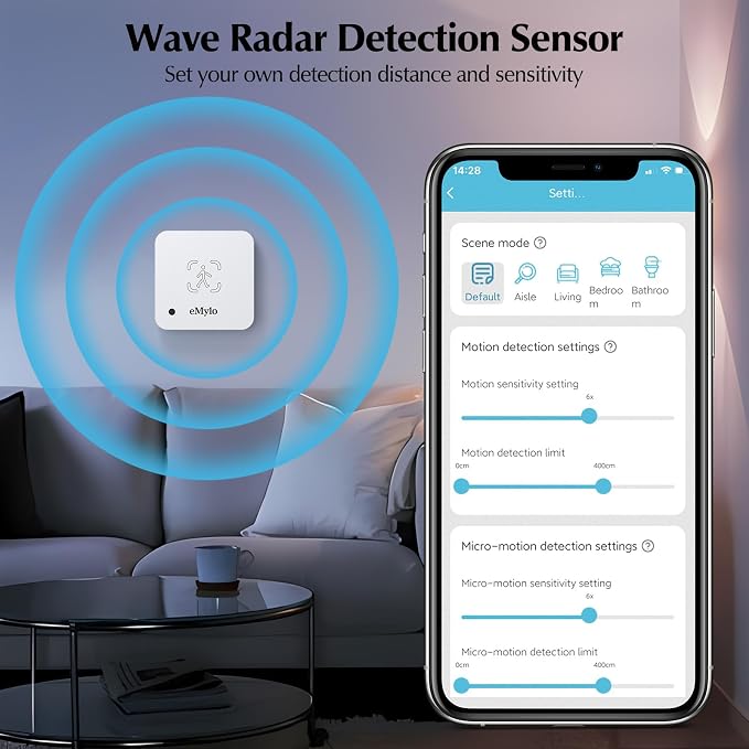 eMylo WiFi Human Presence Sensor 2 Pack, WiFi Millimeter Wave Radar Detection - Image 3