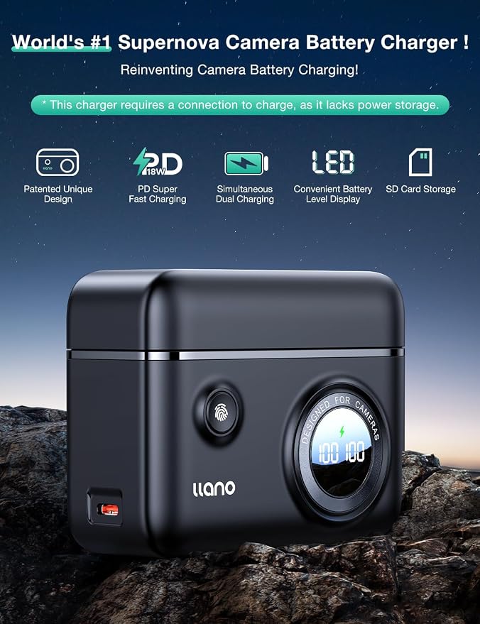 llano NP-W126s Camera Battery 18W Fast Dual USB C Charger, Compatible - Image 6