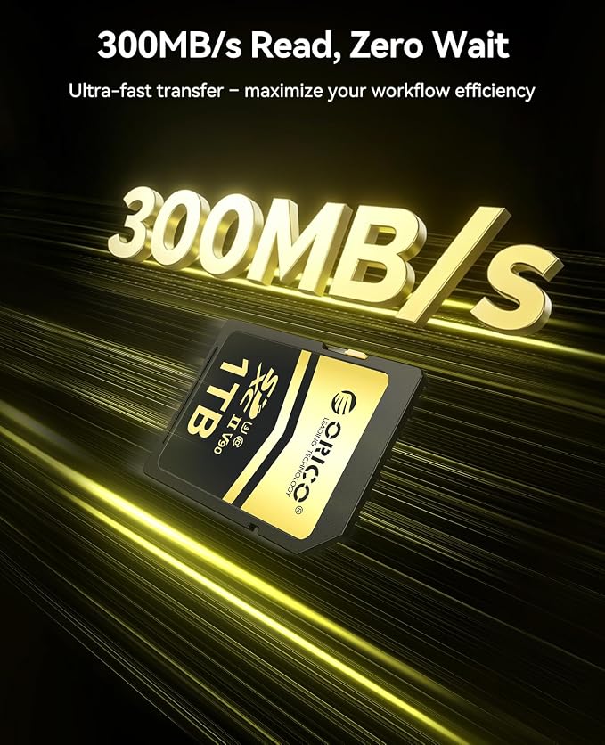 ORICO 256GB SD Card V90 UHS-II Memory Card, 300MB/s Read 250MB/s Write - Image 2