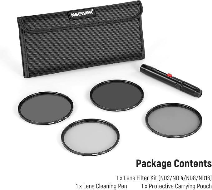 Neewer 72mm ND Filter Kit: ND2 ND4 ND8 ND16, Lens Cleaning Pen, Neutral Density - Image 8