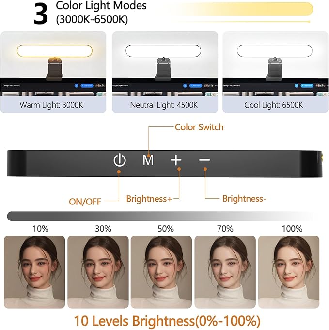 yAyusi Dual-lamp Video Conference Lighting, LED Streaming Light - Image 4