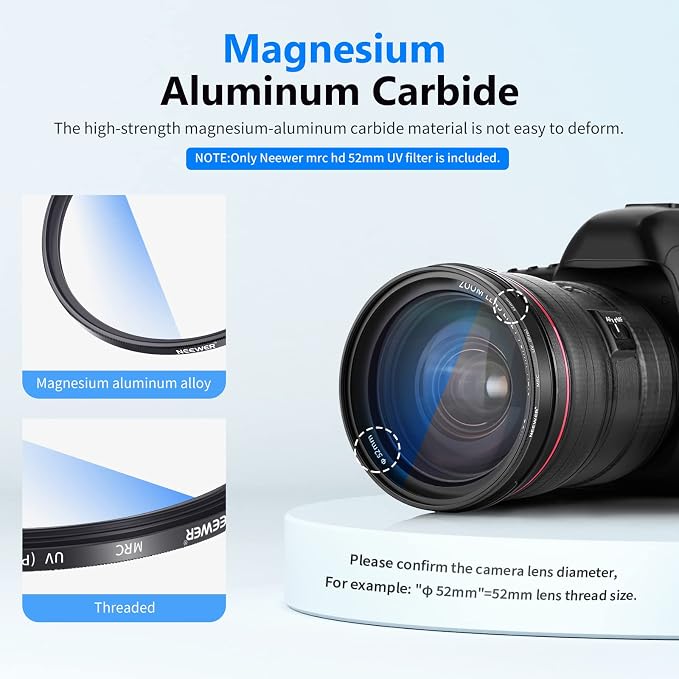 NEEWER 52mm MRC UV Protection Filter 30 Layer Multi Resistant Nano Coatings/HD - Image 4