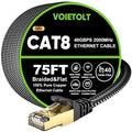 Cat 8 Ethernet Cable 75 FT Flat, High Speed 40Gbps 2000Mhz Braided Internet by EthernetCable