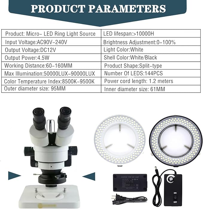 TreochtFUN Microscope 144 Led Ring Light Adjustable Illuminator, Microscope - Image 6