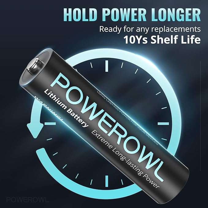 POWEROWL AA Lithium Batteries 4 Pack, 3400mAh High Capacity 1.5V Double A - Image 5