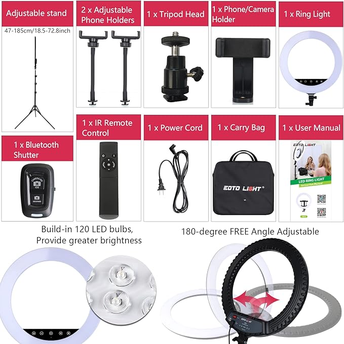 Upgraded 18 inch LED Ring Light - Image 5