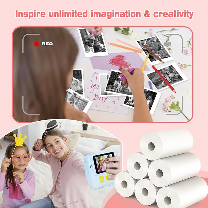25 Rolls Kids Camera Instant Print Refill Paper Set, Phetium HD Printing - Image 5