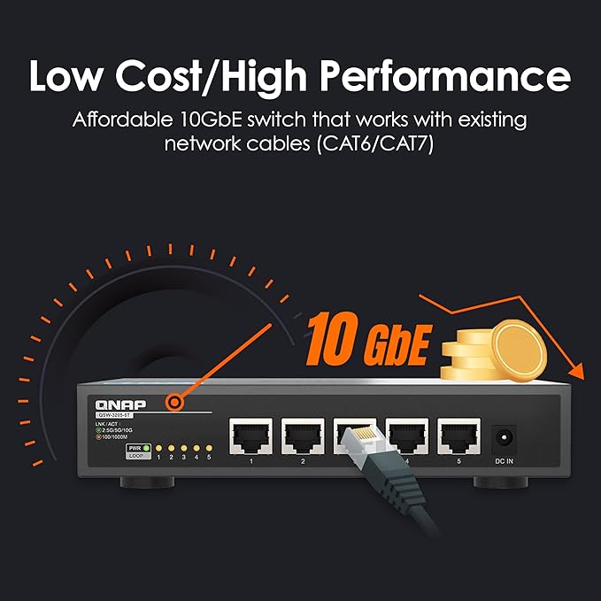 QNAP 5-Port 10GBASE-T Unmanaged Switch - Image 3