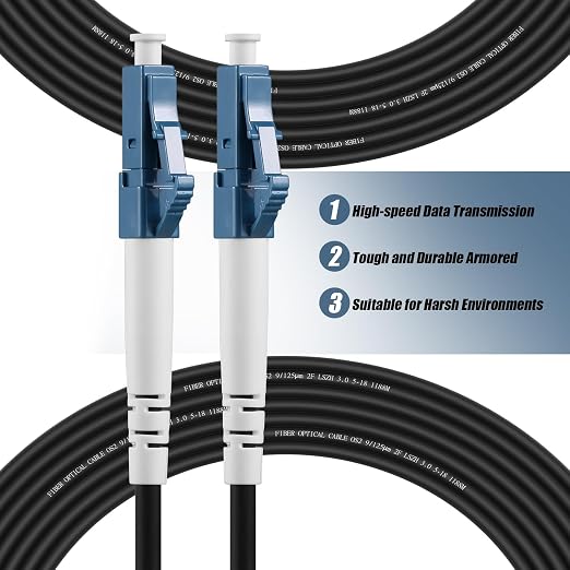 Fibergaga-15M OS2 LC to LC Fiber Optic Cable Outdoor Armored, Single Mode - Image 2