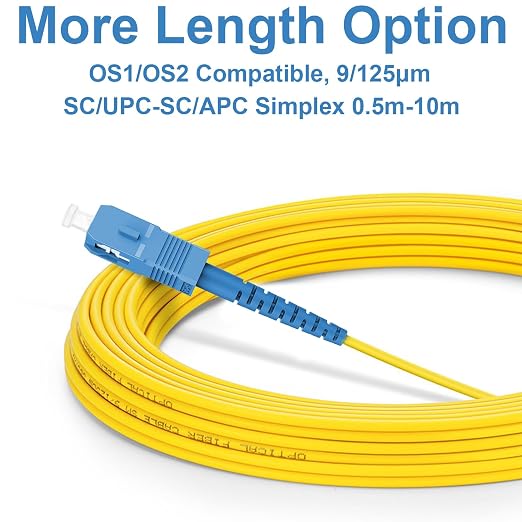 FLYPROFiber- 0.5M/1.6ft OS2 SC/UPC to SC/APC Fiber Internet Cable, Single Mode - Image 3