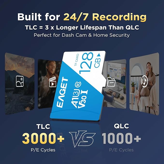 EAGET 1-Pack 128GB TF Memory Card Up to 100MB/s Read - Image 5