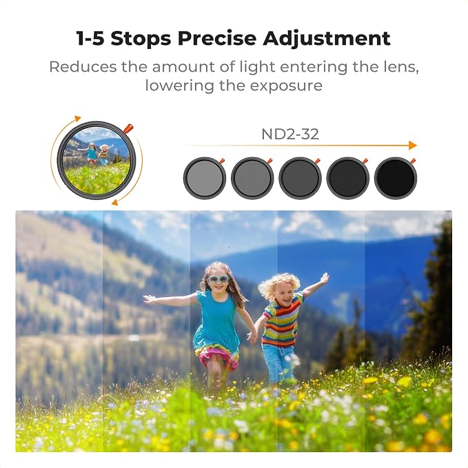 K&F CONCEPT 49mm Black Diffusion Mist Effect 1/4 & Variable ND2-32 & Circular - Image 5