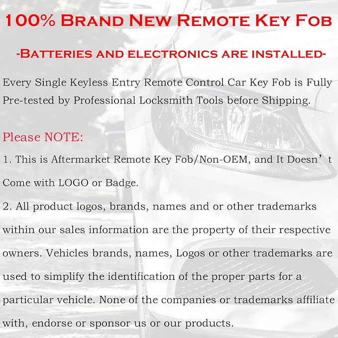 SUPALAND Keyless Entry Remote Control Key Fob Replacement Fits - Image 5