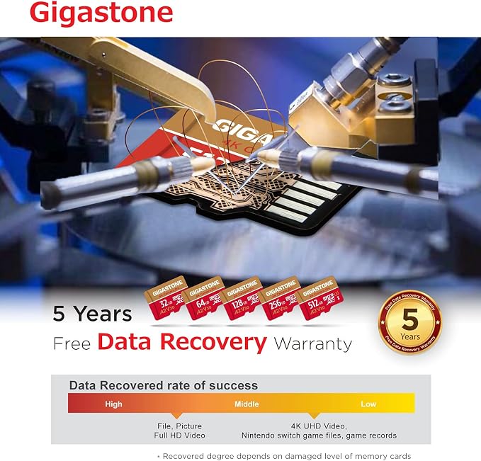 【5-Years Data Recovery】GIGASTONE Memory Card 128GB 2 Pack 4K Pro Camera - Image 7
