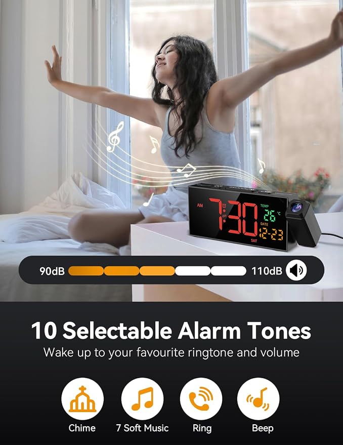 Netzu Projection Clock for Bedroom Ceiling, Alarm Clocks - Image 3