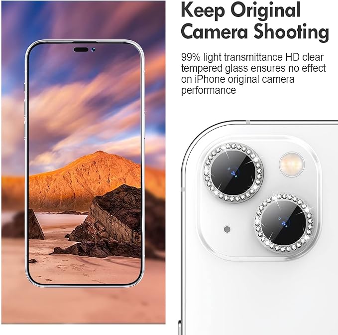 for iPhone 14 / iPhone 14 Plus Camera Lens Protector Bling, 9H Hardness - Image 4