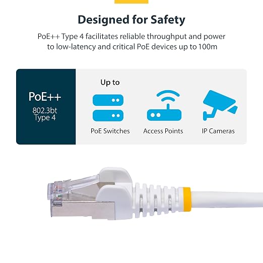 StarTech.com 15ft White CAT8 Ethernet Cable, Snagless RJ45, 100W PoE++ - Image 5