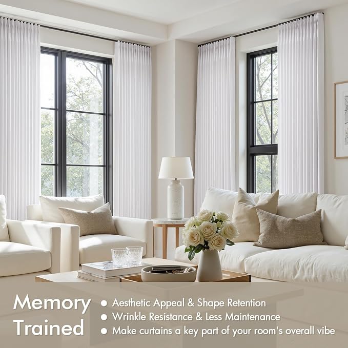 Memory Trained Pinch Pleated Curtains 108 Inches Long, Viral Linen Pinch Pleat - Image 5