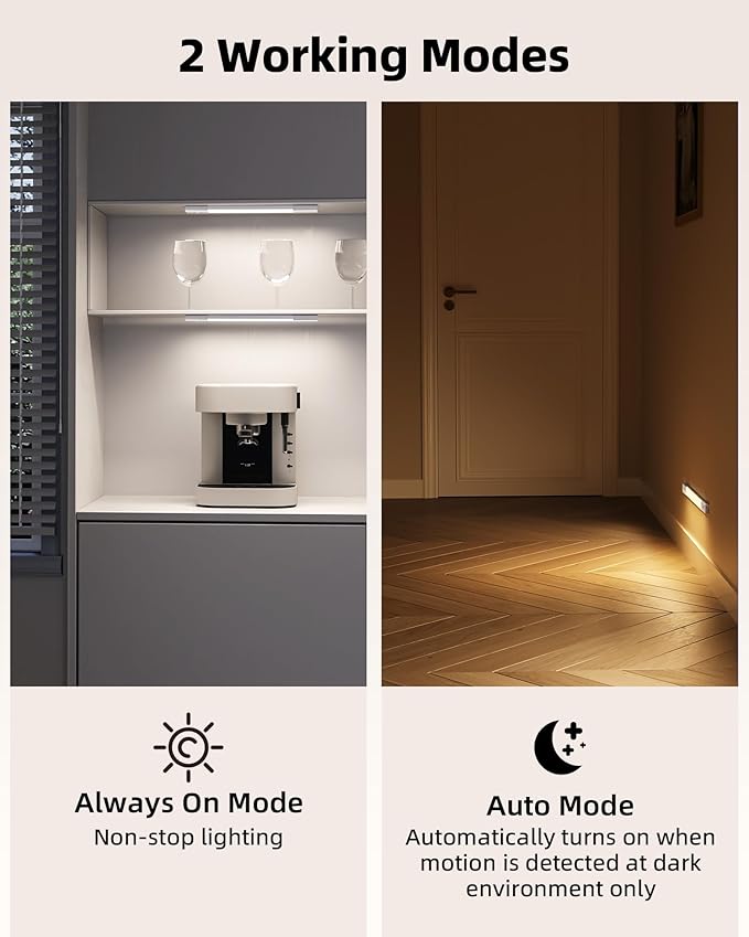 EZVALO 3 Pack 8” Motion Sensor Light Indoor Rechargeable, Stick on Under - Image 4