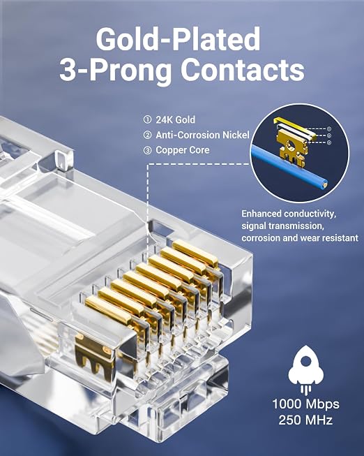 VCE 25-Pack UL Listed Cat6 RJ45 Pass Through Connector, 10Gbps Unshielded - Image 3