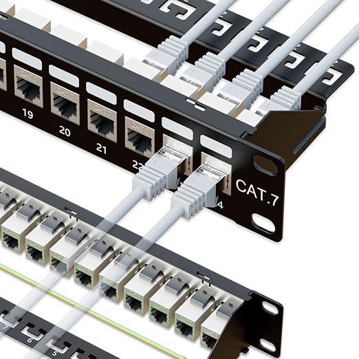 iwillink 10Gbps Cat7 Patch Panel 24 Port, RJ45 Through Coupler 1U Shielded by IWILLINK