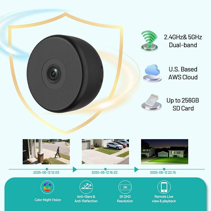 2K 3MP Window Camera, Smart AI Color Night Vision, 5G & 2.4GHz WiFi Indoor Home - Image 6