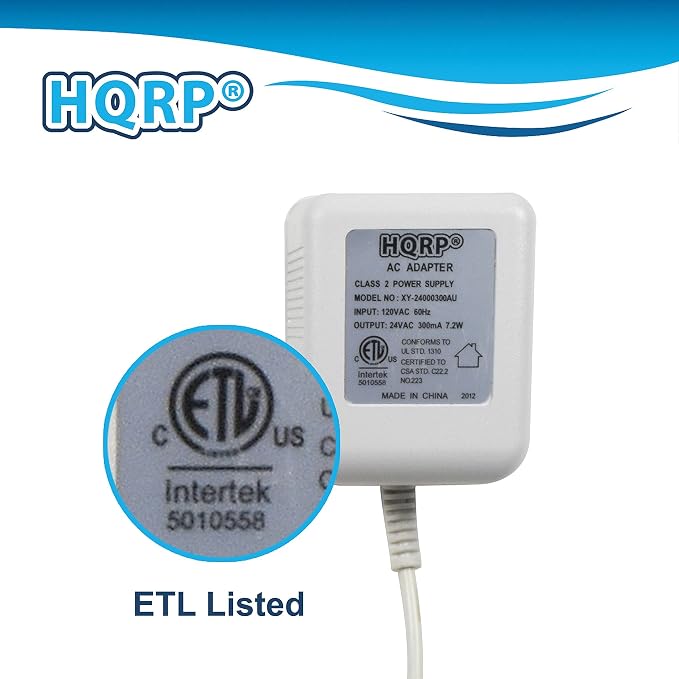 HQRP C Wire Adapter 24V AC Transformer - 25 ft Cable - ETL Listed - Compatible - Image 3