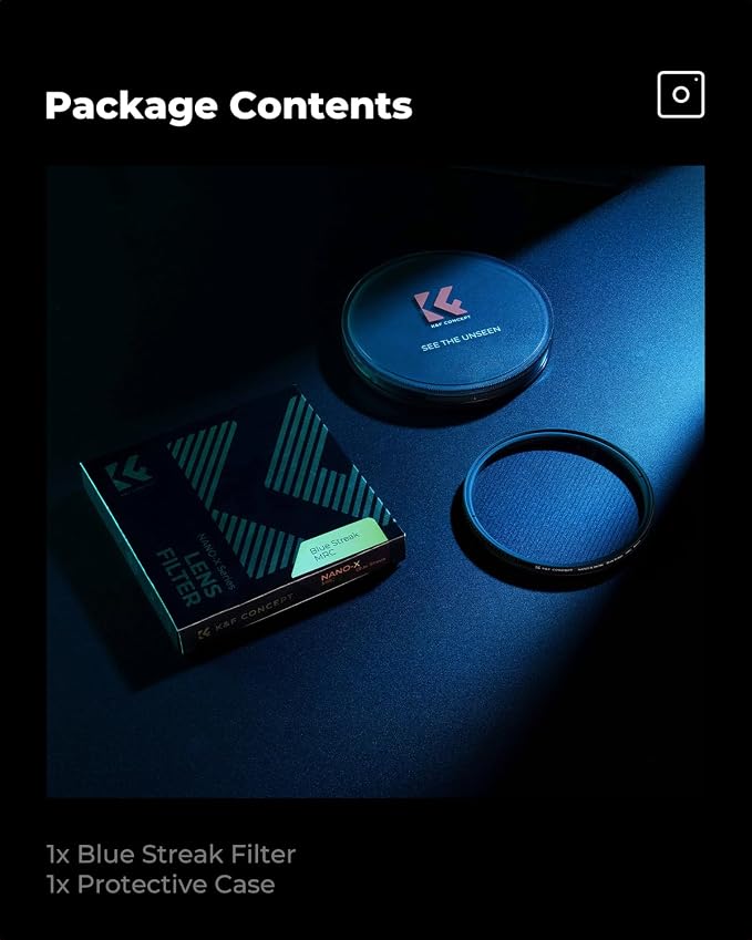K&F CONCEPT 55mm Blue Streak Effect Lens Filter Anamorphic Optical Glass Light - Image 7