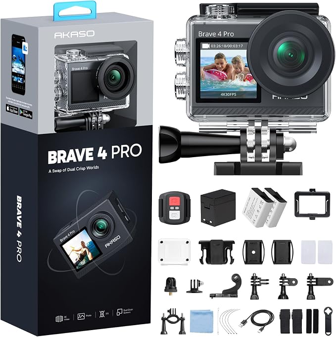 AKASO Brave 4 Pro 4K30FPS Action Camera - 131ft Underwater Camcorder Waterproof by AKASO