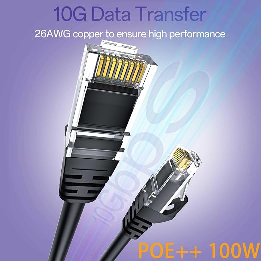 Cat 6 Ethernet Cable 75FT Outdoor&Indoor, Cat6 Ethernet Patch Cable 10Gbps - Image 2