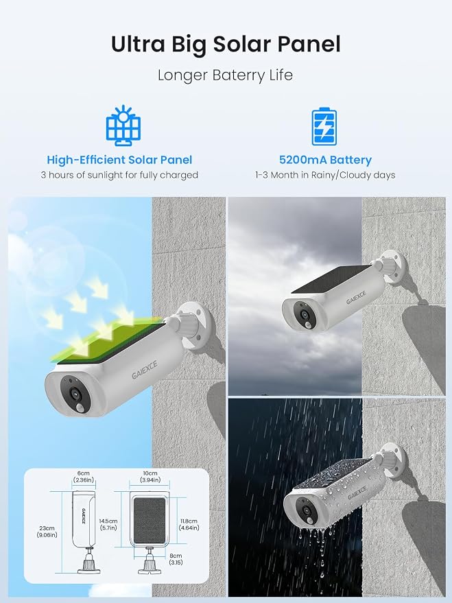 Solar Security Cameras Wireless Outdoor 8Cam Kit Expadable to 10H, No - Image 3