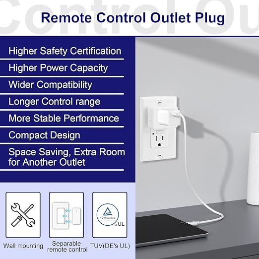Remote Control Outlet, Wireless Remote Control Outlet Plug, On/Off Light Switch - Image 8