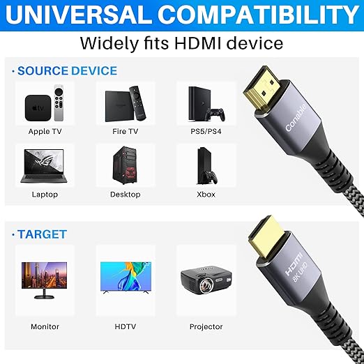 8K HDMI 2.1 Cable 2 FT, Real Certified 48Gbps Ultra High Speed HDMI® Cable - Image 5