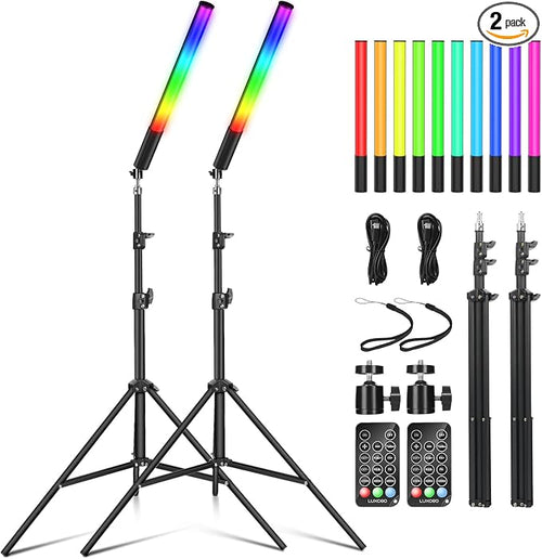 2 Pack RGB LED Video Light Wand Stick, Photography Studio Lighting Kits by uyled