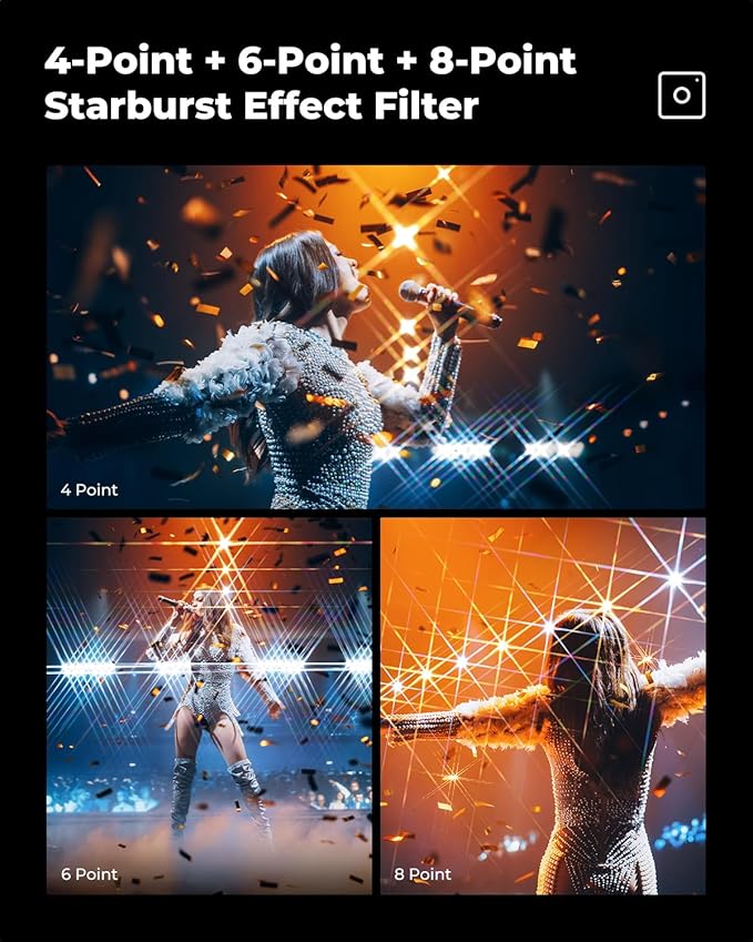 K&F CONCEPT 67mm Star Filters Kit 4 Points 6 Points 8 Points Cross Screen - Image 5