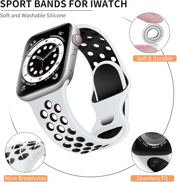 Lerobo Compatible with Apple Watch Band 44mm 45mm 42mm 46mm 49mm, Soft Silicone - Image 8